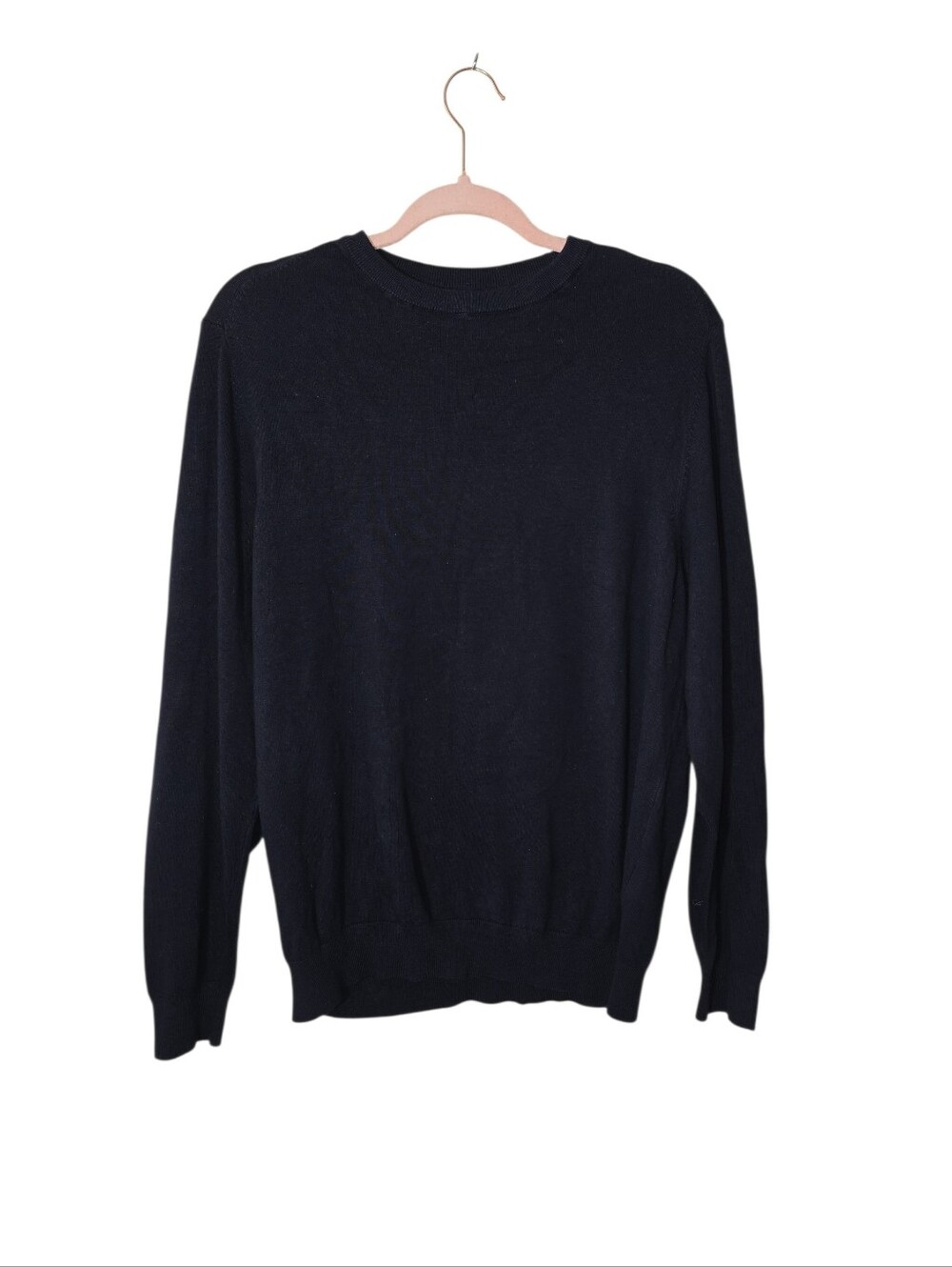 Porter & Ash Dark Navy Blue Crewneck Long Sleeve Knit Sweater Size Large L